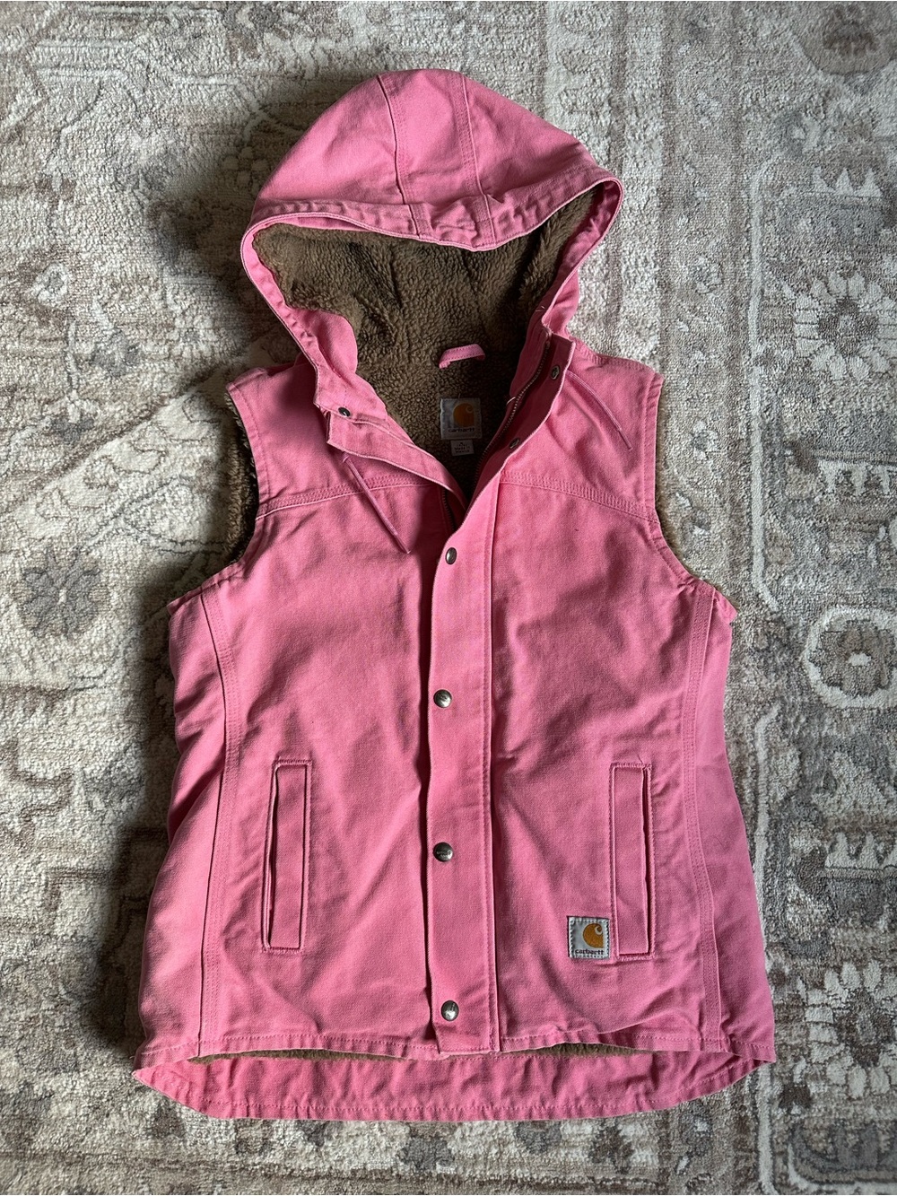 Carhartt Pink Hooded Fleece-Lined Vest